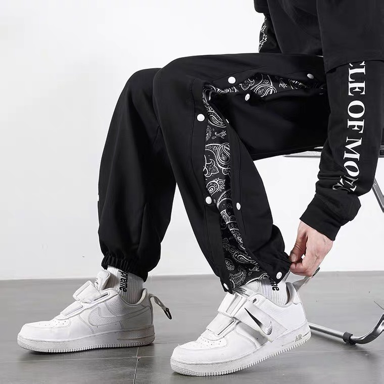 Quần Jogger nam nữ unisex-Quần ống rộng thiết kế có cúc bấm gấu quần cực chất