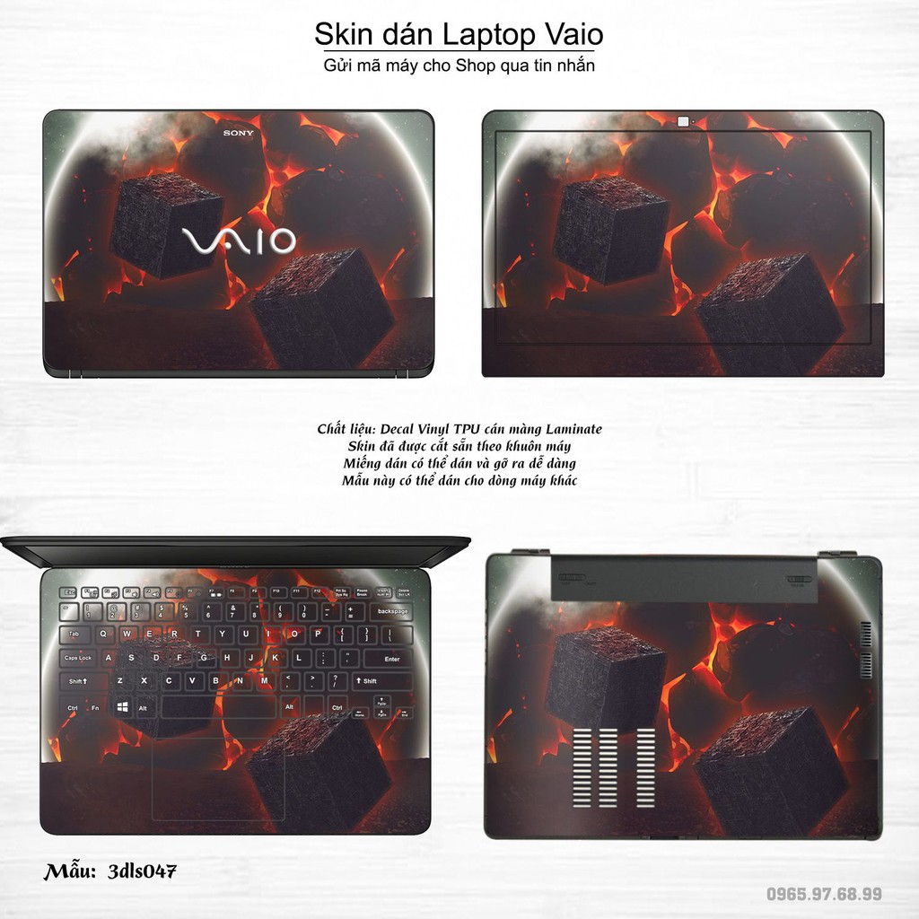 Skin dán Laptop Sony Vaio in hình 3D họa tiết (inbox mã máy cho Shop)