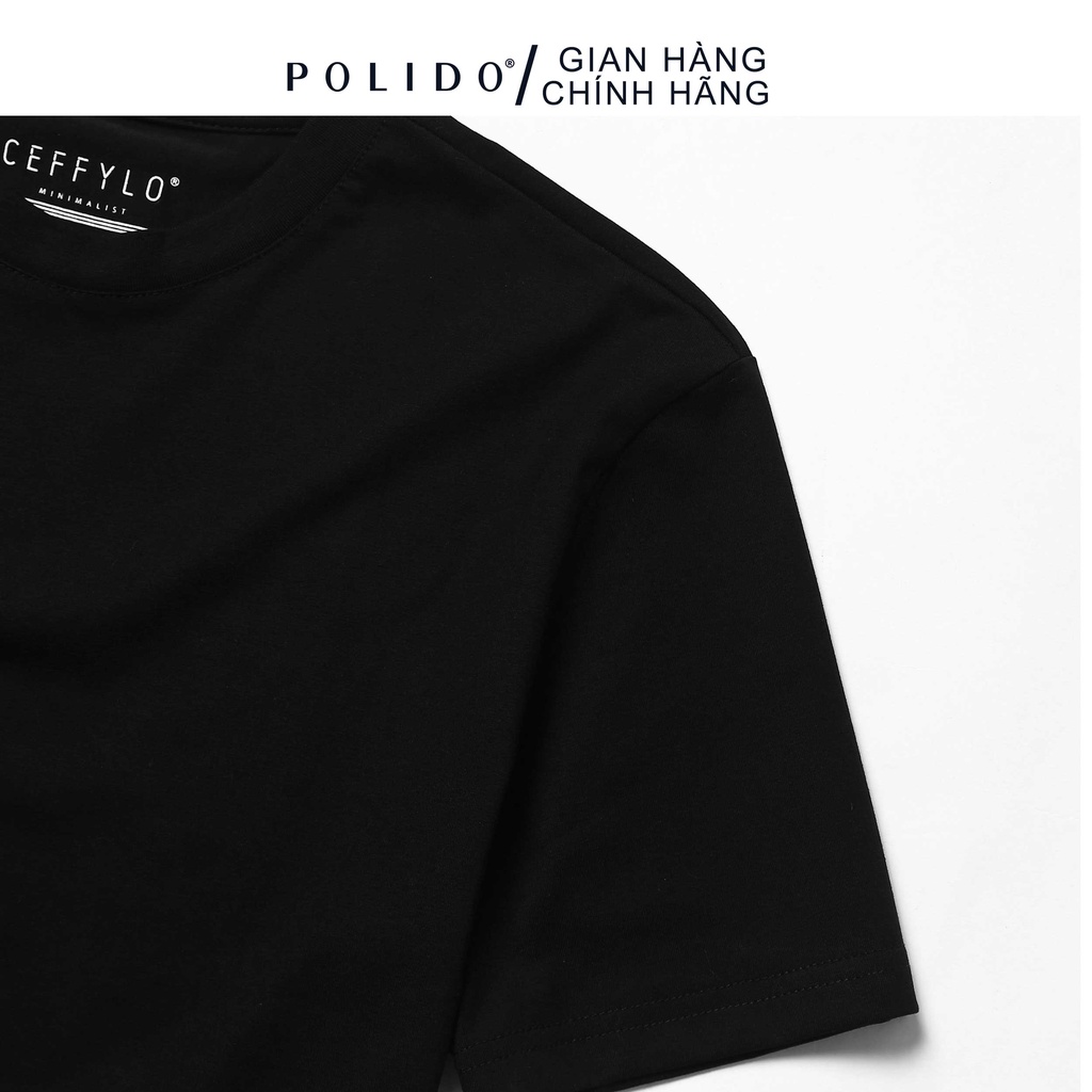Áo Phông Cộc Tay Nam CEFFYLO Màu Đen Chất Cotton Phong Cách Basic