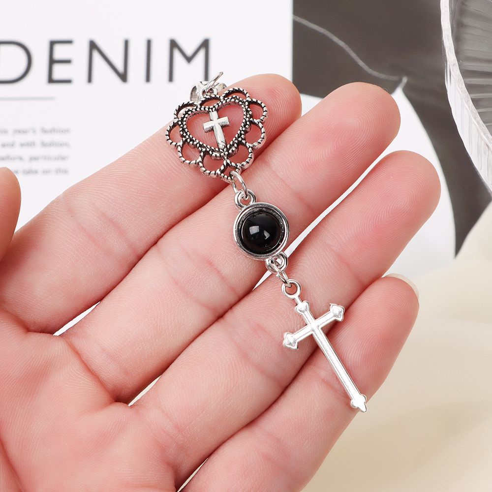 Vòng cổ mặt hình thánh giá + trái tim phong cách Gothic punk cho nữ