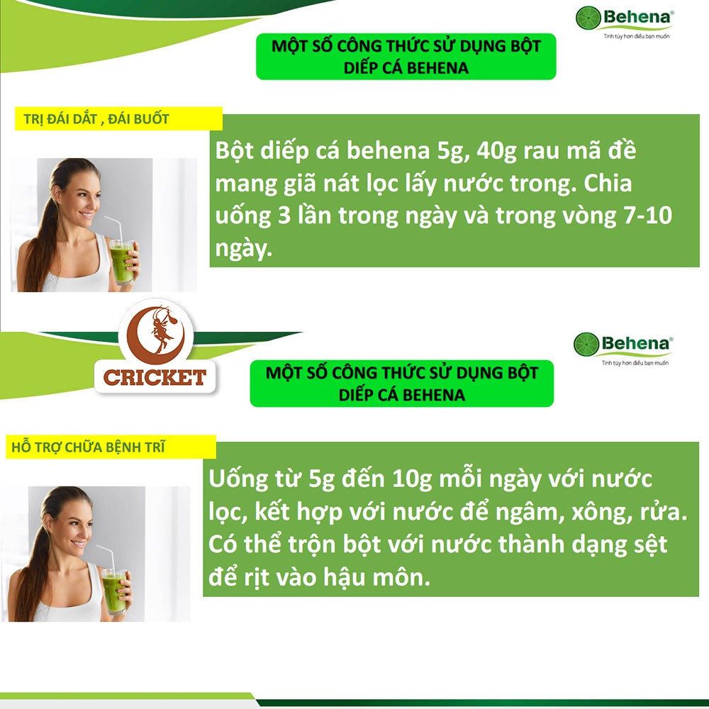 Bột Diếp Cá Nguyên Chất Sấy Lạnh Behena (50g) Hỗ Trợ Bệnh Trĩ, Ngừa Viêm, Hết Mụn Mờ Thâm, Làm Đẹp Da,Trắng Da, Detox | BigBuy360 - bigbuy360.vn