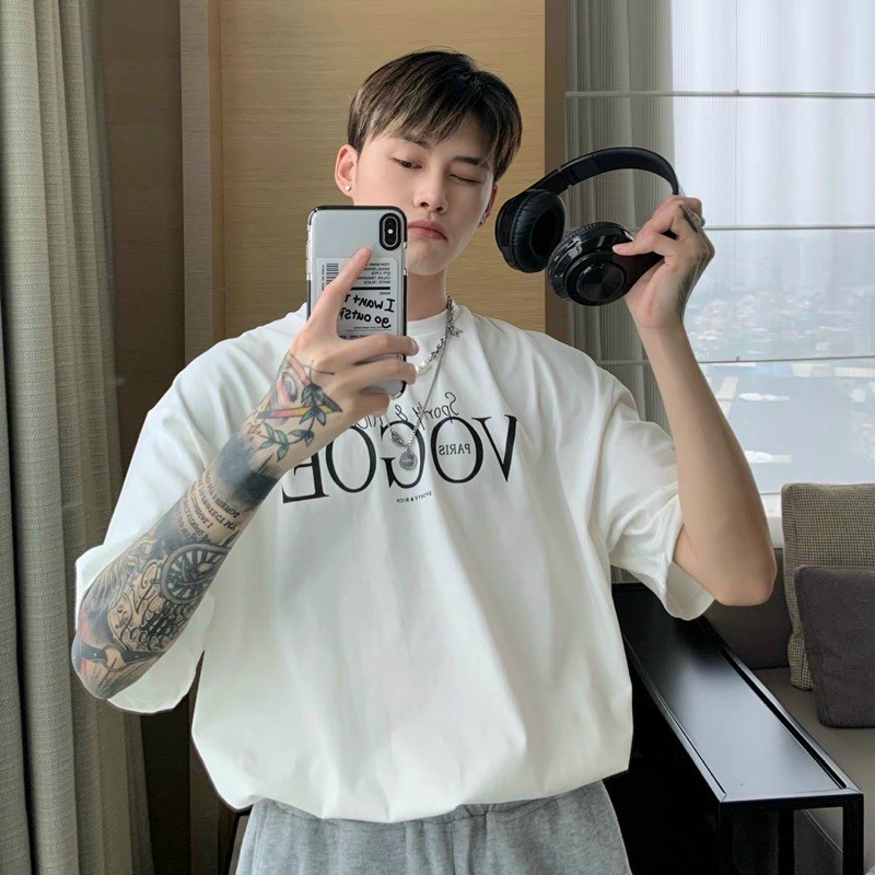 ÁO THUN TAY LỠ COTTON VOGOEE FORM UNISEX (hình chụp thật)