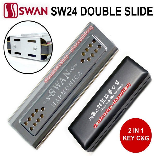 Kèn Harmonica Swan Tremolo 2 trong 1 Double Slide SW2412 Key C G