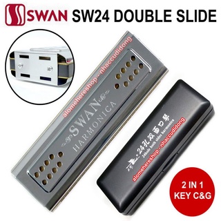 Kèn Harmonica Swan Tremolo 2 trong 1 Double Slide SW2412  Key C G