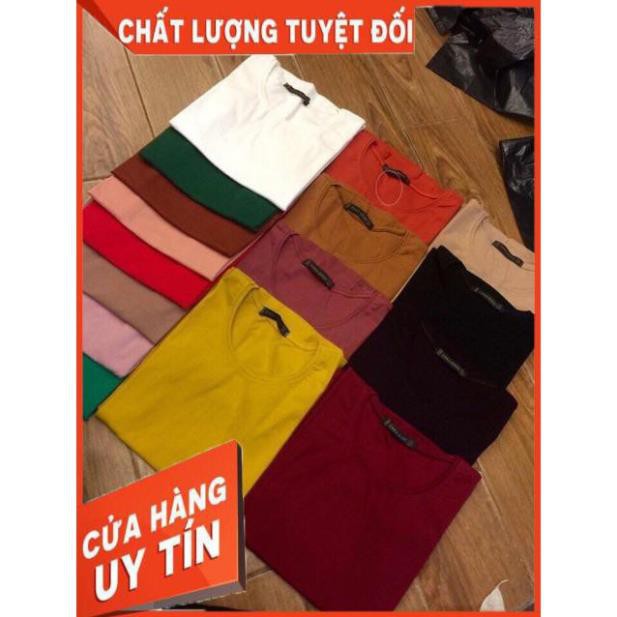 Áo phông trơn TAY DÀI DÁNG CROPTOP ngang rốn chất zip siêu dày dặn- co giãn tốt(hình thật shop chụp trải sàn)