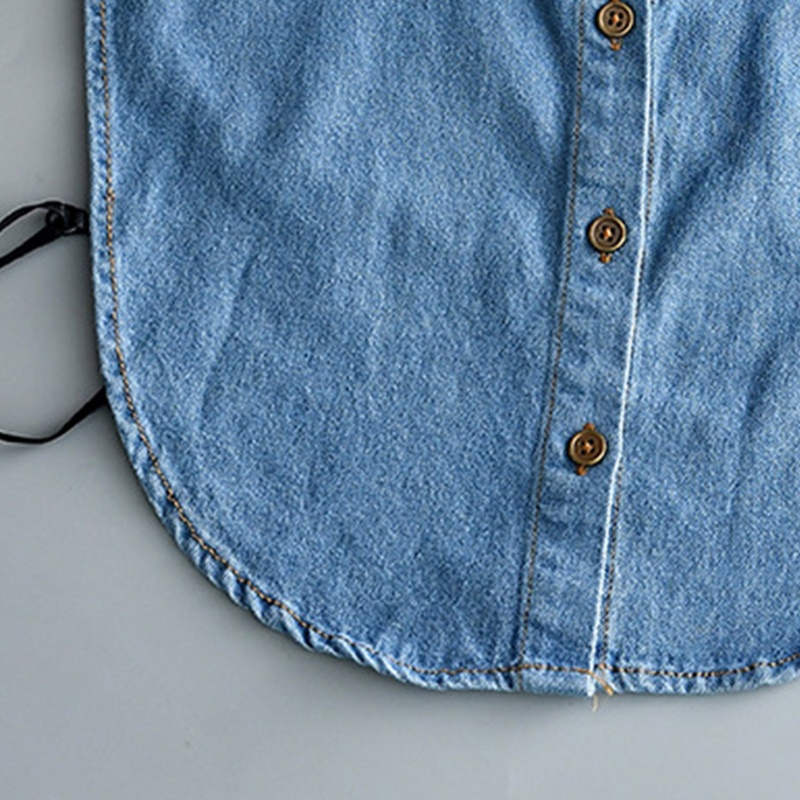 Cổ Áo Giả Denim Tròn Màu Sắc Retro Dành Cho Nữ