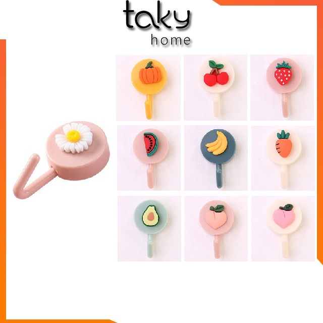 Combo 10 Móc Dán Tường Hình Hoa Quả Dễ Thương - Đáng Yêu, Móc Trang Trí Dán Tường, Treo Đồ Tiện Dụng. TakyHome 2262set10