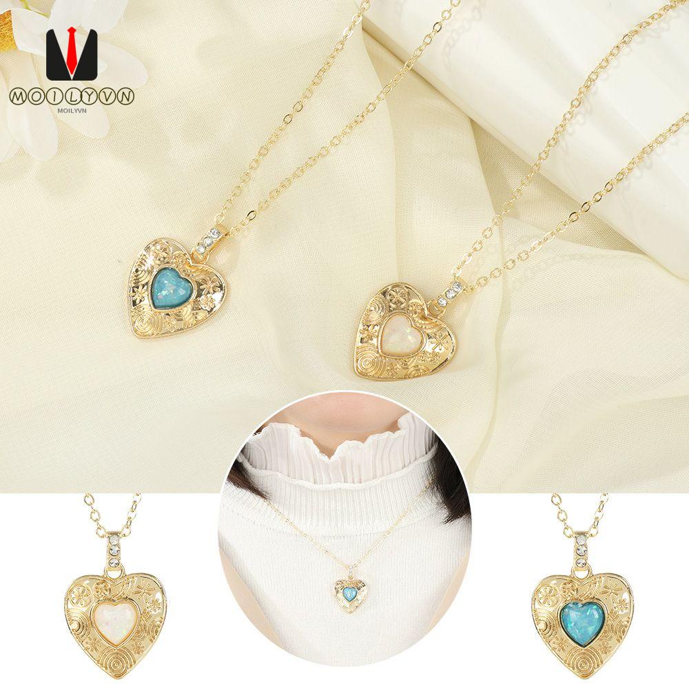 MOILY Fashion Love Heart Necklace Creative Pendant Necklace Heart Locket Necklace Personalized