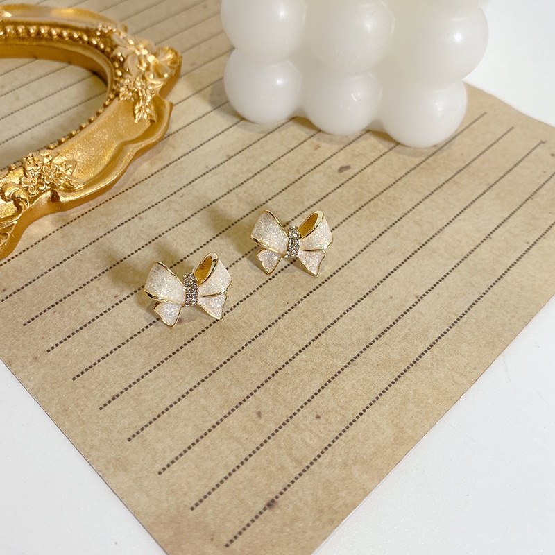 Khuyên Tai Mạ Bạc Đính Nơ Phong Cách Ngọt Ngào Cao Cấp 2022