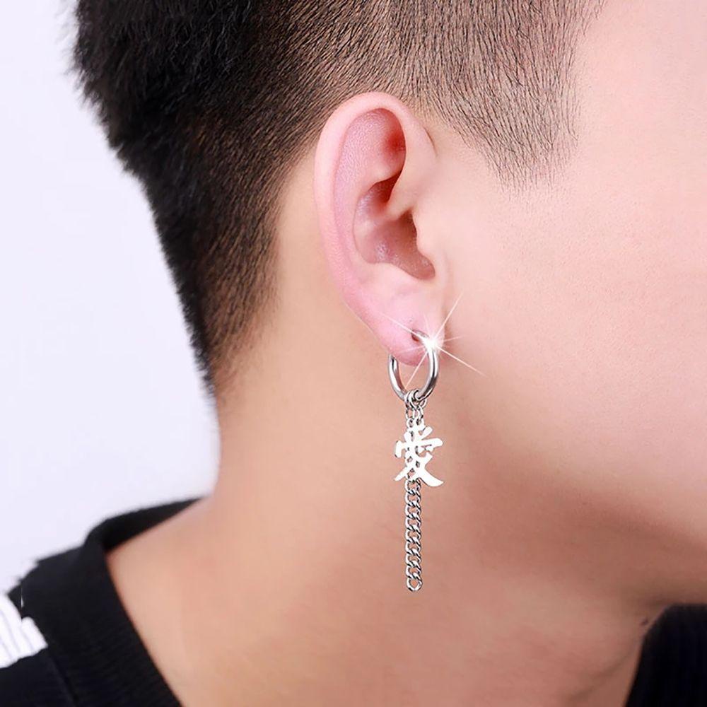 Bông Tai Tròn Bằng Thép Không Gỉ Hình Ngôi Sao Mặt Trăng Phong Cách Hip hop Cho Nam Và Nữ