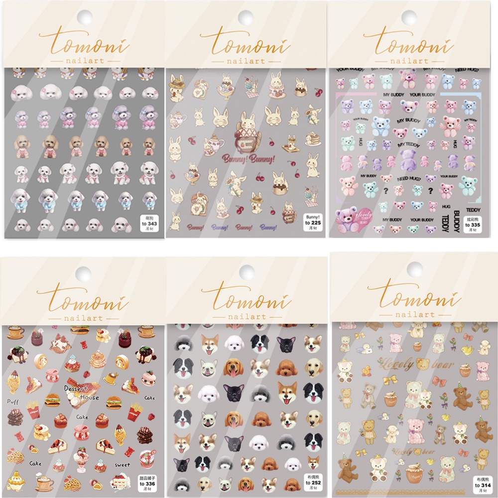 Nhãn Dán Móng Tay 5d Siêu Mỏng Tự Dính Hình Gấu / Thỏ / Cún Dễ Thương