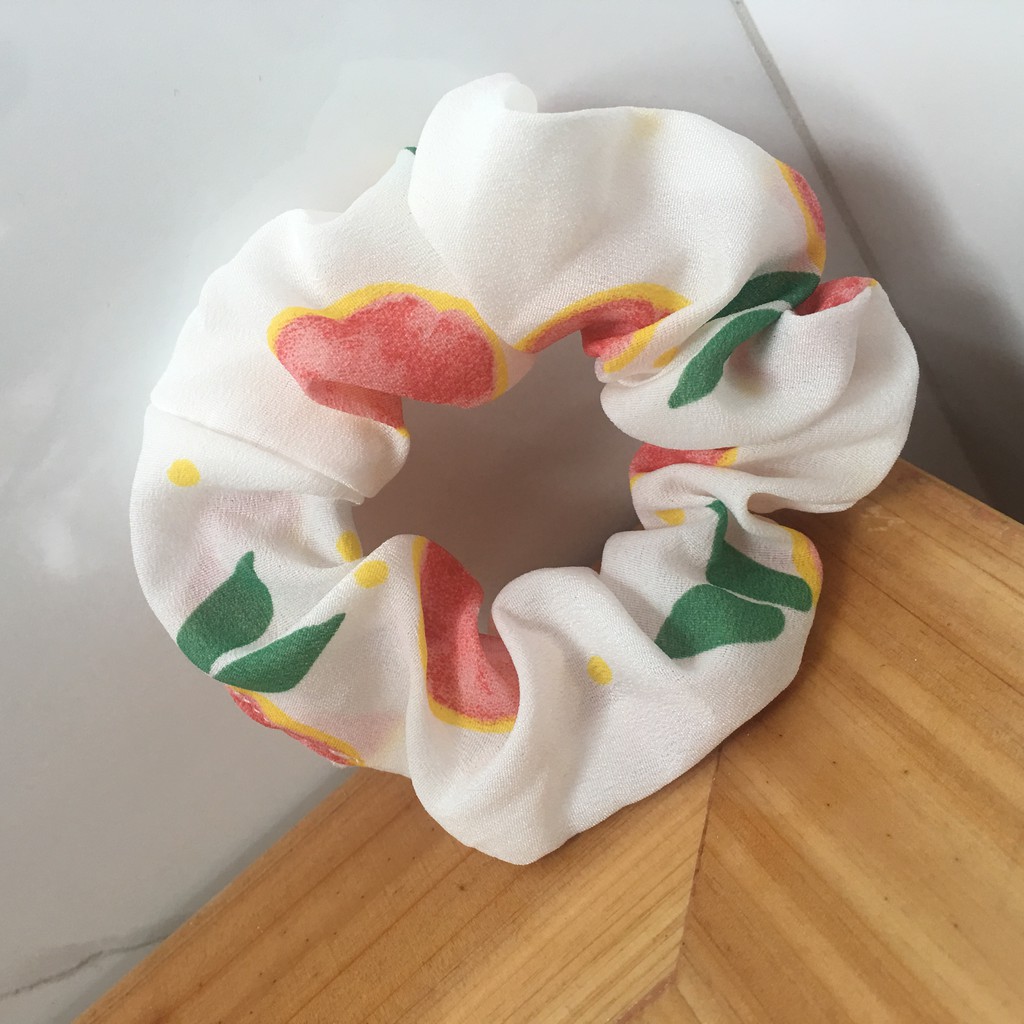 Dây cột tóc Scrunchies in họa tiết trái cây thời trang mùa hè xinh xắn INS