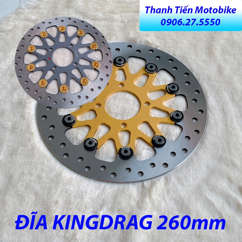 Đĩa Kingdrag size 267mm, 4 lỗ. Ex135, Ex 2010, Sirius, Wave, Dream, Jupiter, Future, Ex150, Vario, Click...GẮN HEO ZIN