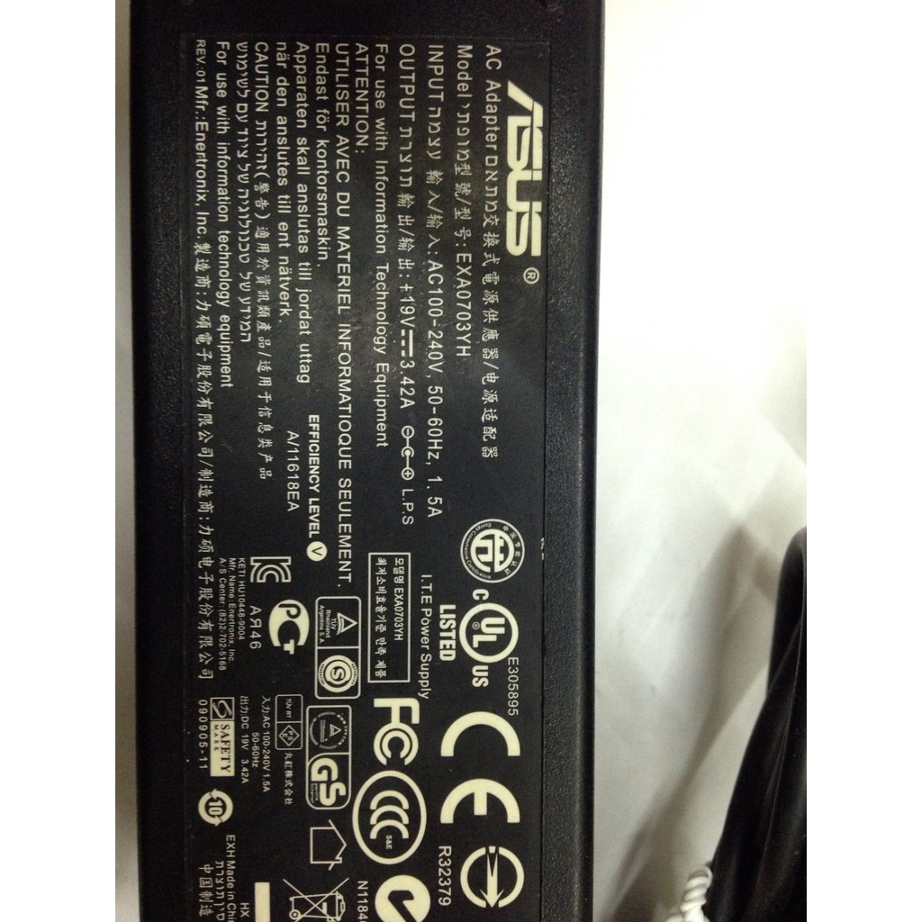 Sạc laptop Asus 19V 3.42A hàng tháo máy