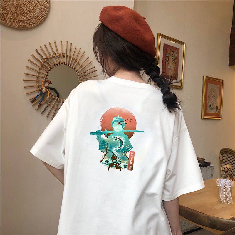 Áo thun tay lỡ form rộng họa tiết phong cách Nhật Bản vải dày mịn 2020T2435