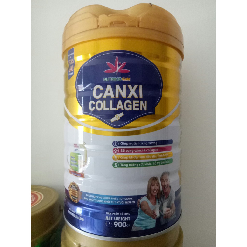 Sữa CANXI COLLAGEN Nutrikidgold lon 900g bổ sung canxi chắc xương khớp &amp; collagen cho người già