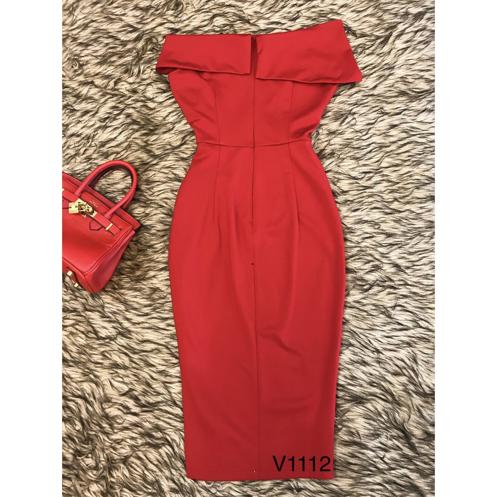 [ xả kho ] MiD Đầm đỏ trễ vai ngọc eo hàng thiết kế V1112 Mie Design ảnh thật