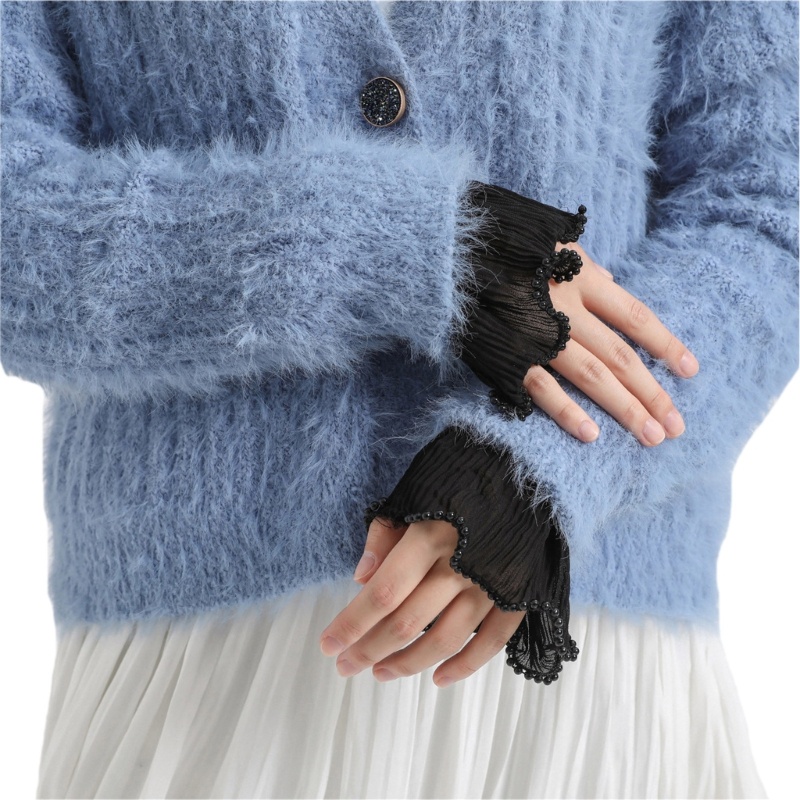 Ống Tay Áo Giả Xếp Ly Trang Trí Cổ Tay Áo Giả