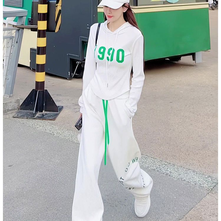 Set Áo Hoodies Có Nón Dài Tay + Quần Dài Thể Thao Thời Trang Hàn Cho Nữ