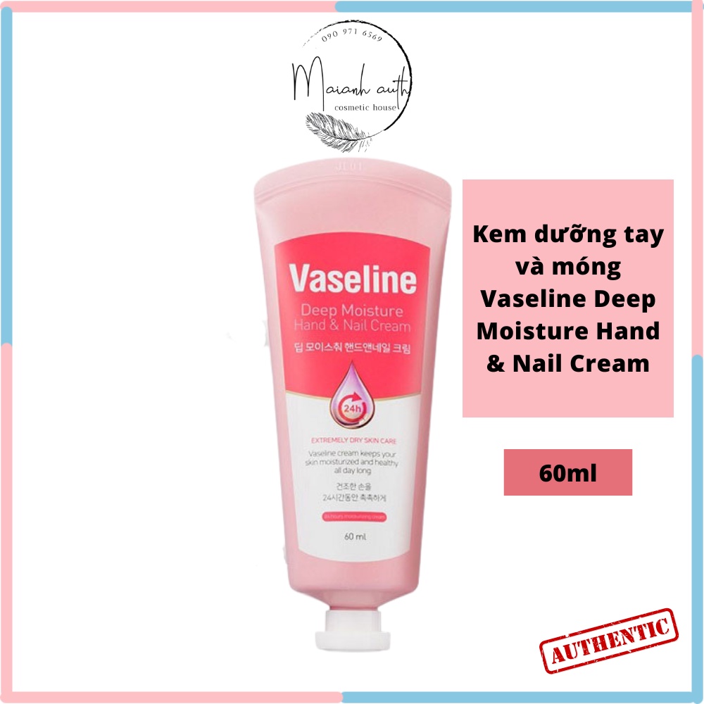 Kem Tay Vaseline và dưỡng da tay, Móng Tay Vaselines Deep Moisture Hand & Nail Cream 60ml
