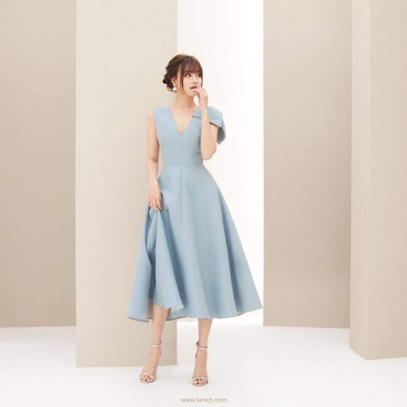 LANE JT ⤑ Thanh lý váy xanh nơ vai ⇿〈Giá gốc 1.850〉