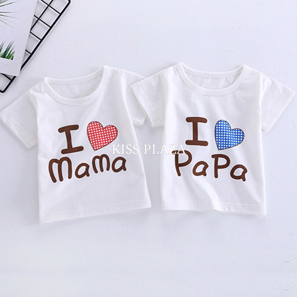 ÁO THUN CỘC TAY LOVE MAMA LOVE PAPA SIÊU CUTE CHO BÉ YÊU | 8-18KG | KISS PLAZA