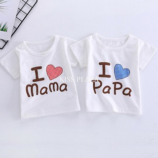 [MẪU MỚI] ÁO THUN CỘC TAY LOVE MAMA LOVE PAPA SIÊU CUTE CHO BÉ YÊU | 8-18KG | KISS PLAZA