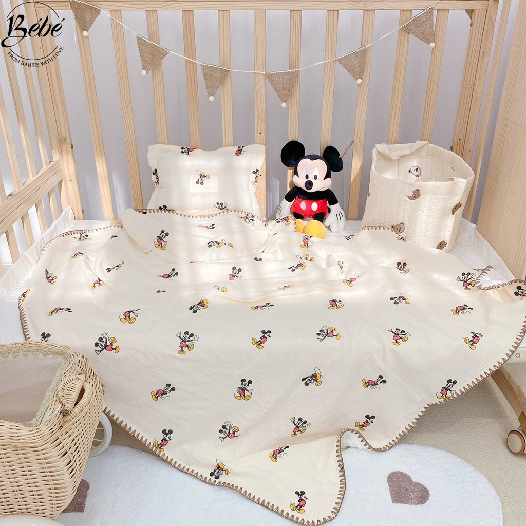 Chăn Xô Cho Bé/Chăn Xô Mỏng Bi Viền 2 Mặt BÉBÉ Mềm Nhẹ Giữ Ấm Tốt