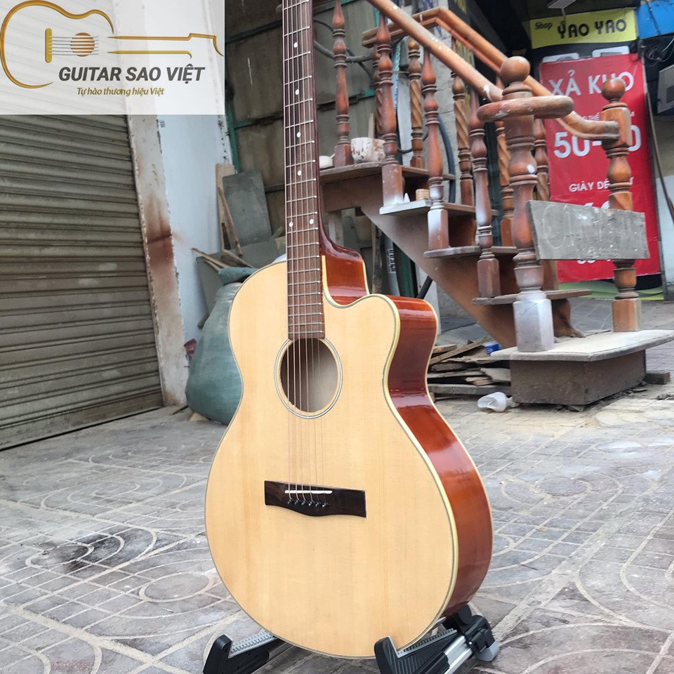 Đàn guitar acoustic mặt gỗ thông tự nhiên có ty chỉnh cần SC-01