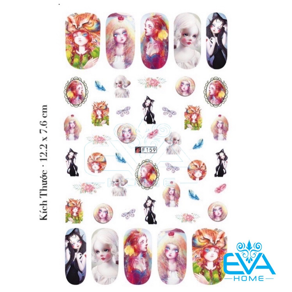 Decal Dán Móng Tay 3D Nail Sticker Hoạ Tiết Nhân Vật Truyện Tranh Phong Cách Châu Âu Anime Girls F159