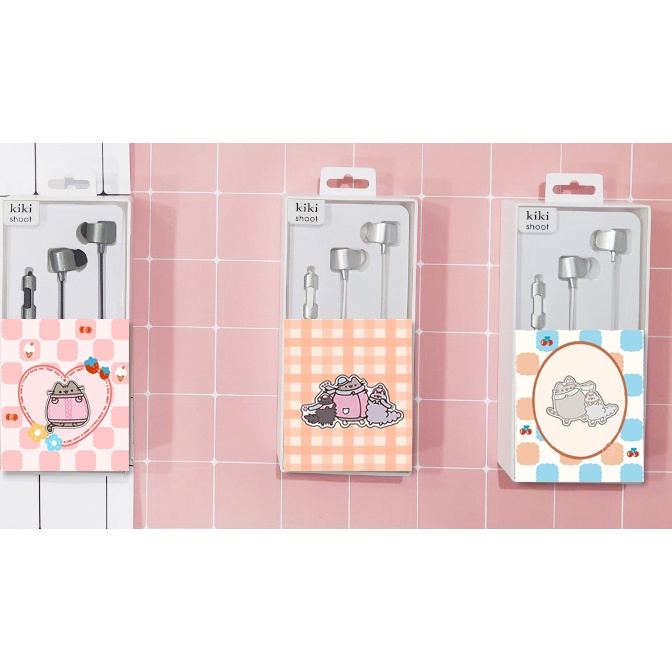 tai nghe pusheen TNGI14 hộp giấy dán cute earphone dễ thương