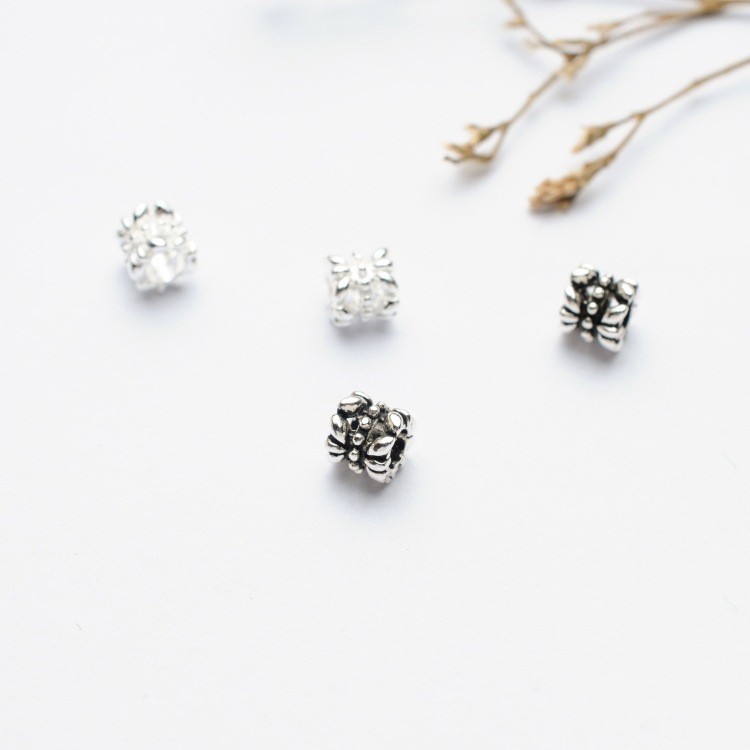 Charm ống nối hoa 2 đầu - Charm Bạc 925 - Mã CB012 CA030