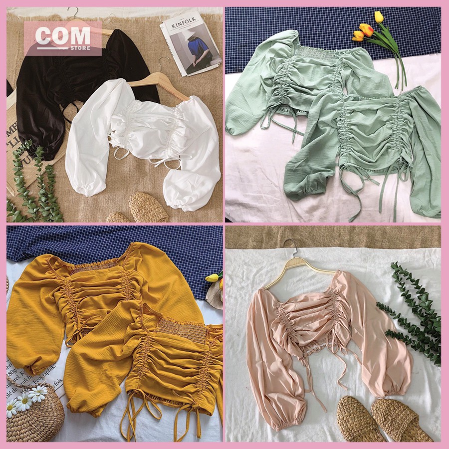 CROPTOP RÚT NHÚN 2 BÊN 🖤 Hình thật shop chụp