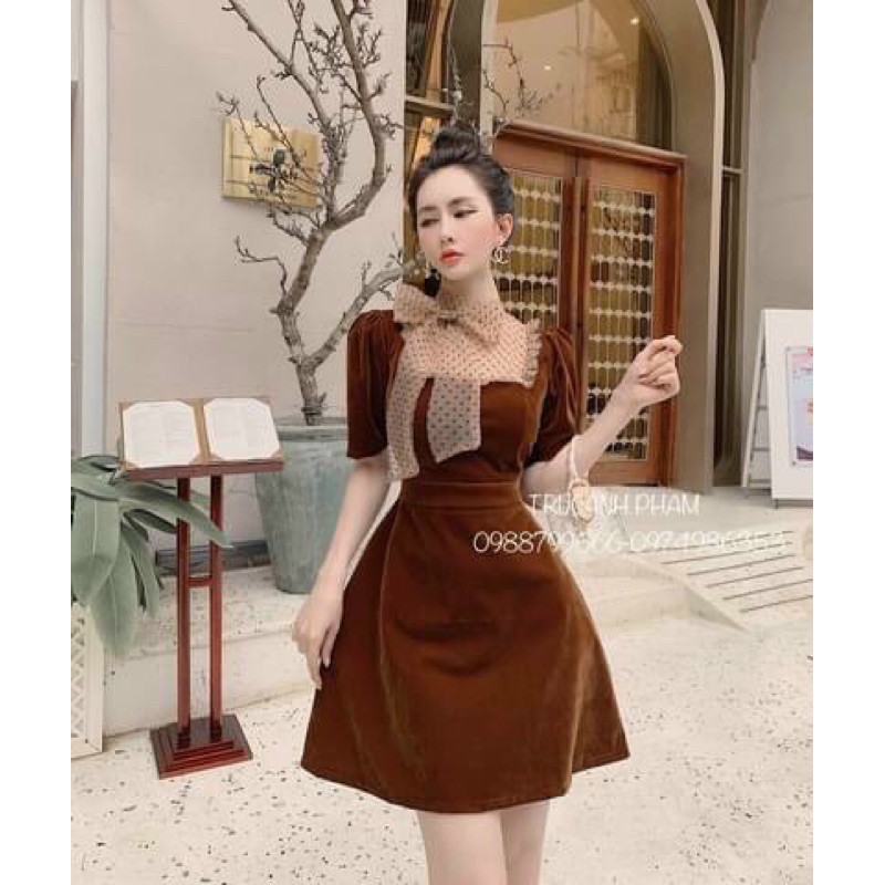đầm nhung thiết kế phối bi VNS0121016 | BigBuy360 - bigbuy360.vn