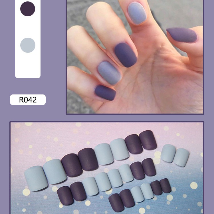 Bộ nail móng taygiả trang trí 3D 24 miếng có keo kèm theo xinh xắn R041-R060 chống thấm nước