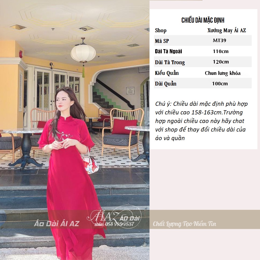 Áo Dài Cách Tân Nữ Dáng Suông Tay Bèo Thêu Cao Cấp MT39