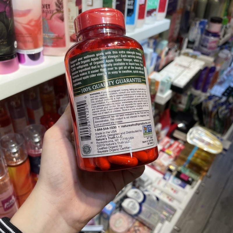 VIÊN UỐNG GIẢM CÂN Giấm Táo APPLE CIDER VINEGAR 1200MG (180 VIÊN)