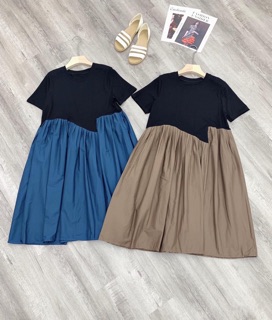 Váy cotton suông babydoll pha màu