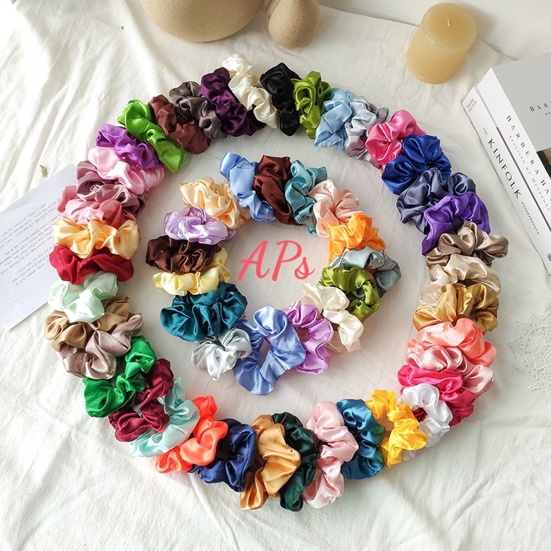 [11 màu] Dây buộc tóc vải phi bóng Scrunchies - phụ kiện thời trang.