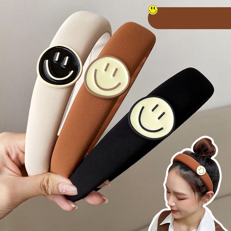 Băng đô cài tóc hình mặt cười thiết kế mới tinh tế phong cách retro Hàn Quốc cho nữ