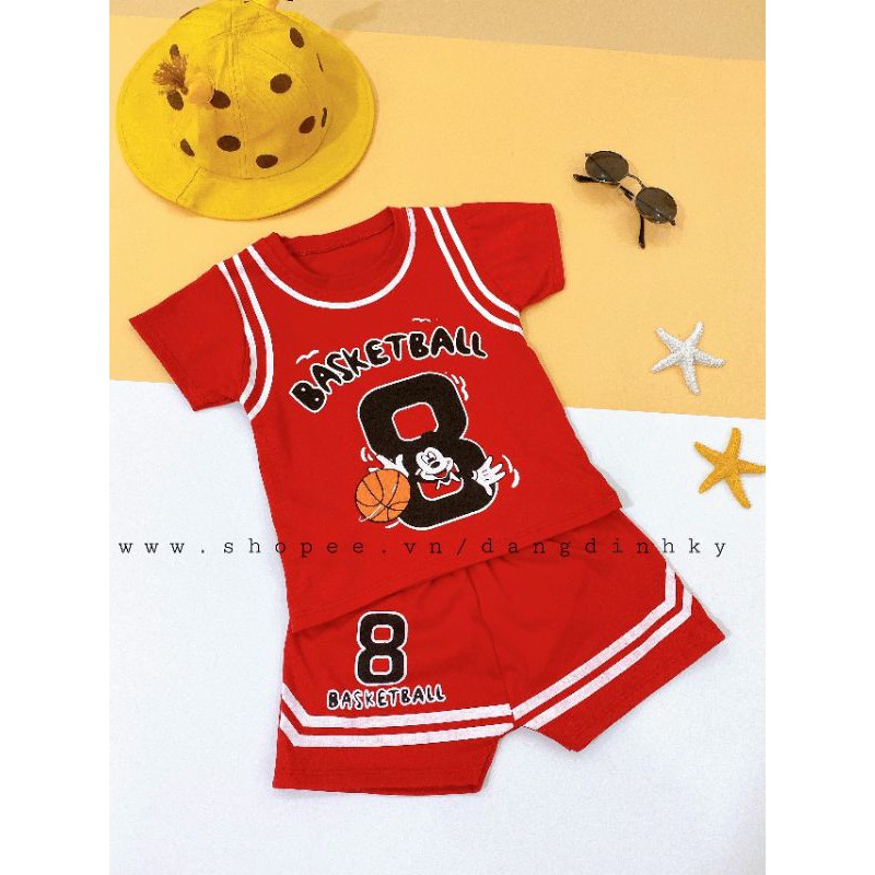 BỘ QUẦN ÁO CỘC TAY BASKETBALL CHO BÉ TRAI BÉ GÁI 8-18Kg
