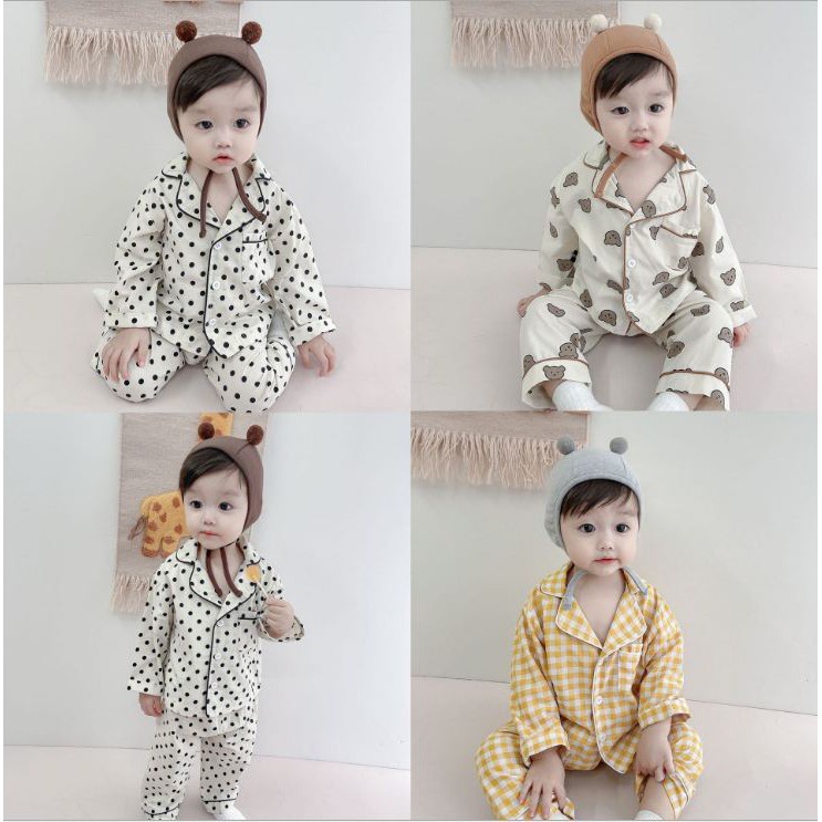 Đồ bộ quần áo dài tay pijama chất đũi xốp cho bé AM801