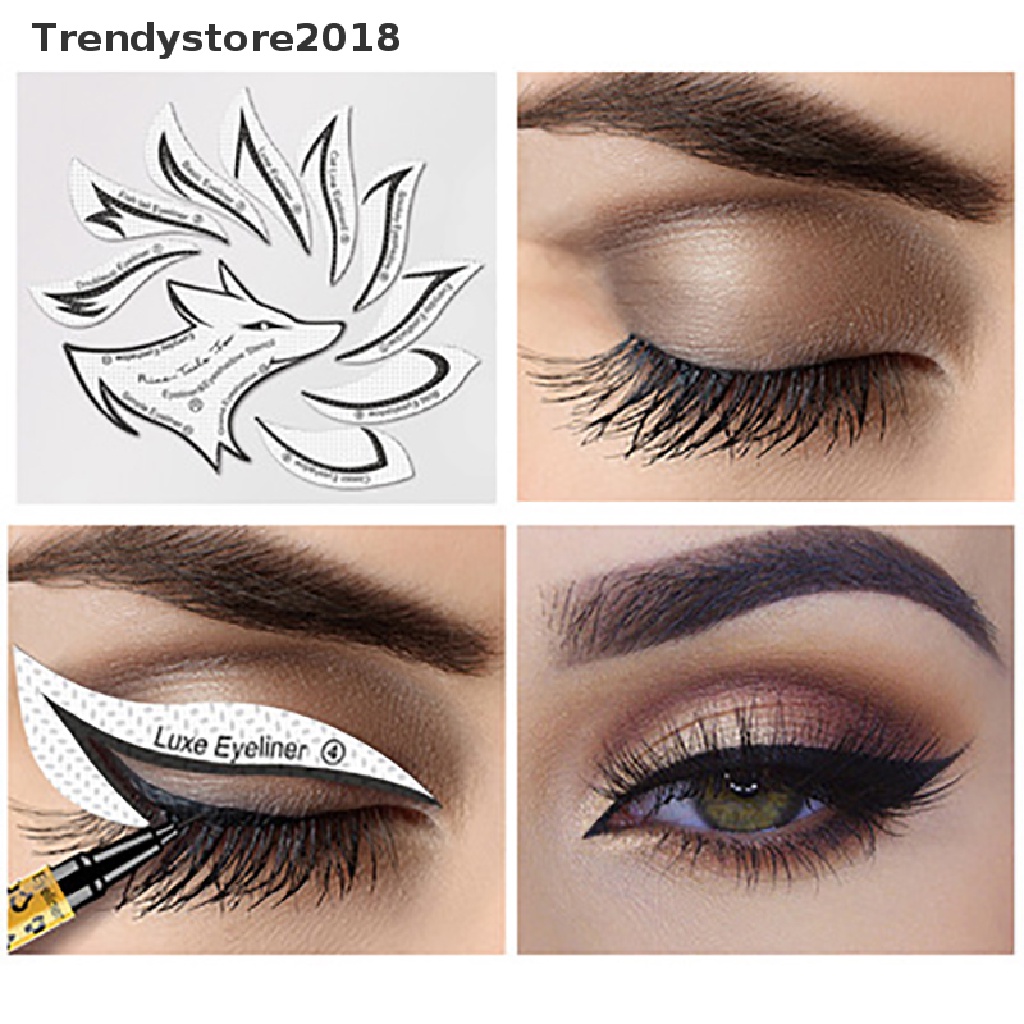 Bộ 24 Thẻ Khuôn Mẫu Kẻ Mắt Bằng Vải Không Dệt 2018 12 Phong Cách