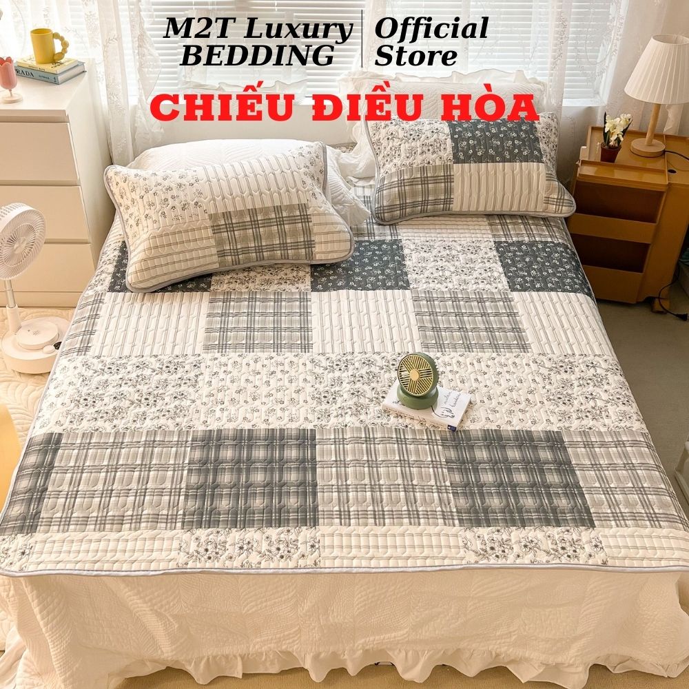 Chiếu điều hòa cao su non 9D M2T BEDDING Luxury vải lụa Tencel mát cao su non Latex mềm mịn đủ kích thước m6/m8/2m2