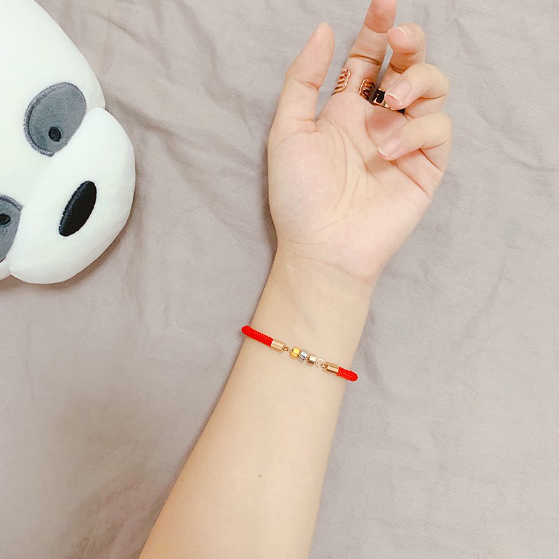 Vòng tay dây bện màu đỏ/đen có thể sử dụng làm bằng thép titan mạ vàng hồng