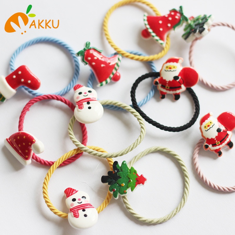 Dây thun cột tóc hình tuần lộc Santa Claus người tuyết giáng sinh năm mới cho trẻ em