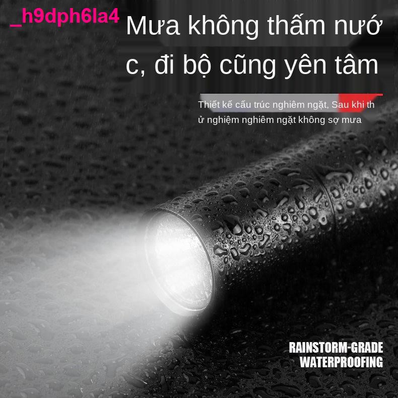 đèn pin đội đầuĐèn pin LED ánh sáng mạnh có thể sạc lại USB mini cầm tay siêu bỏ túi nhỏ nhà chiếu ngoài trời