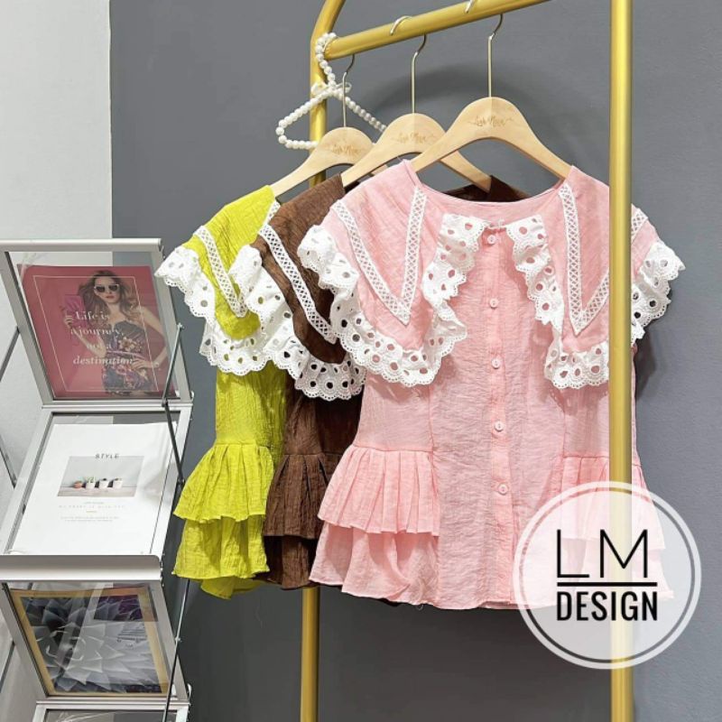 Áo cổ pha boy ren