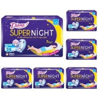 Băng vệ sinh Diana ban đêm 35cm combo 6 gói (gói 3 miếng)