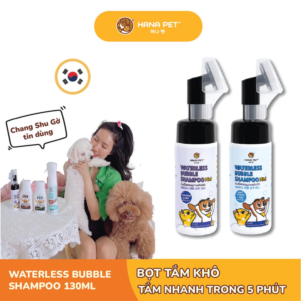 Bọt tắm khô dưỡng lông cho thú cưng Waterless Bubble Shampoo 130ml - Hana Pet Việt Nam